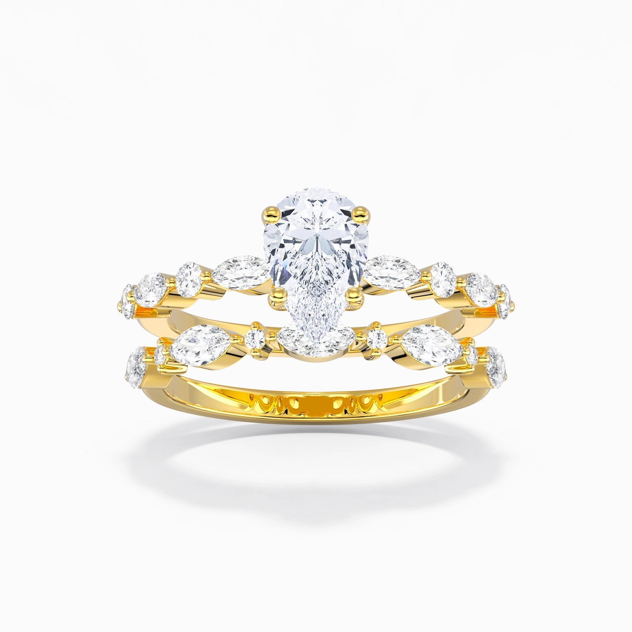 White Moissanite Wedding Ring Set