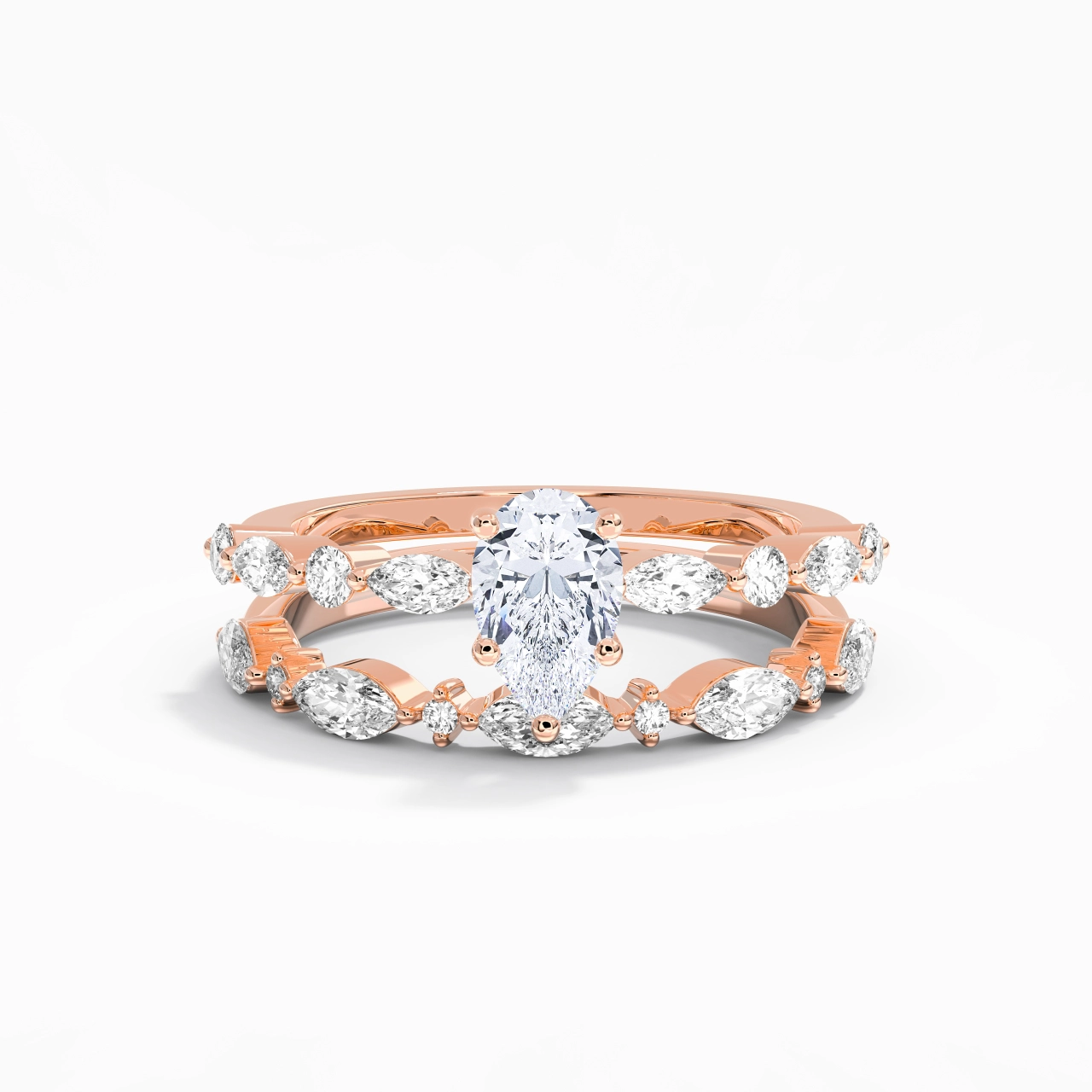 White Moissanite Wedding Ring Set