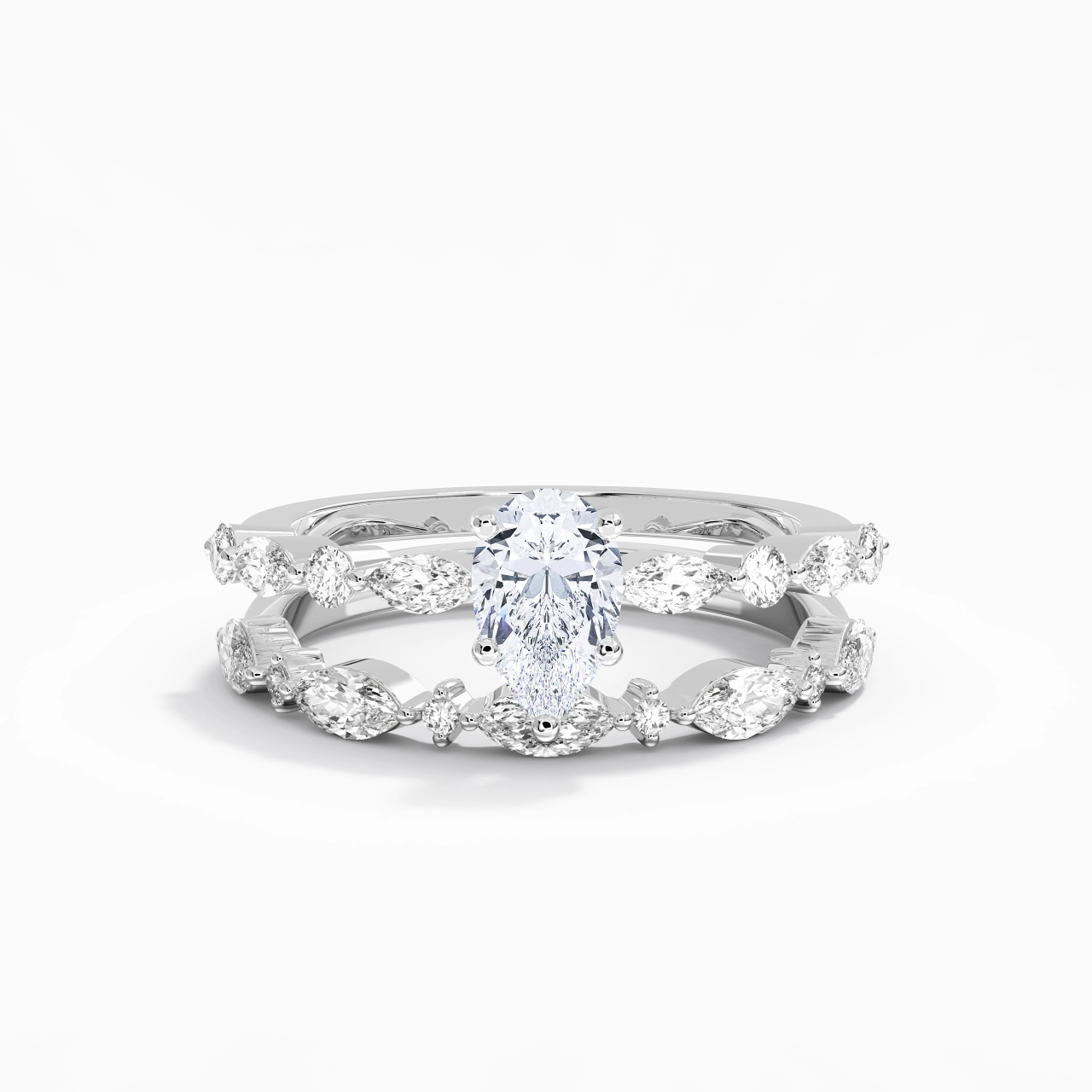 White Moissanite Wedding Ring Set