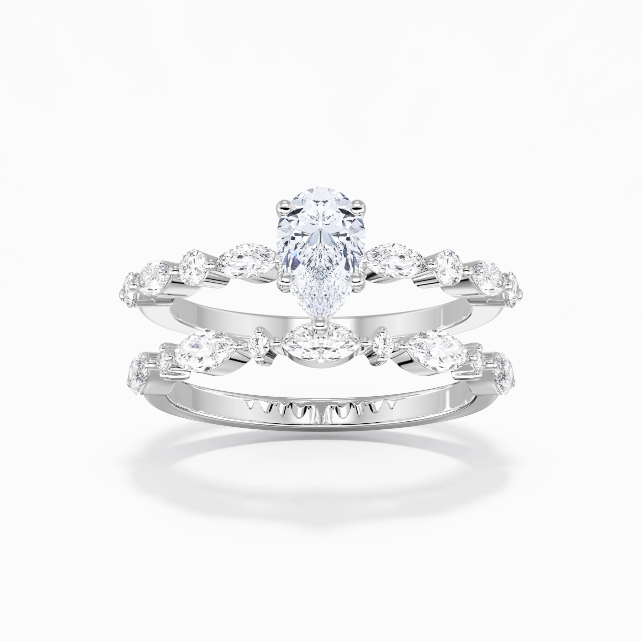 White Moissanite Wedding Ring Set