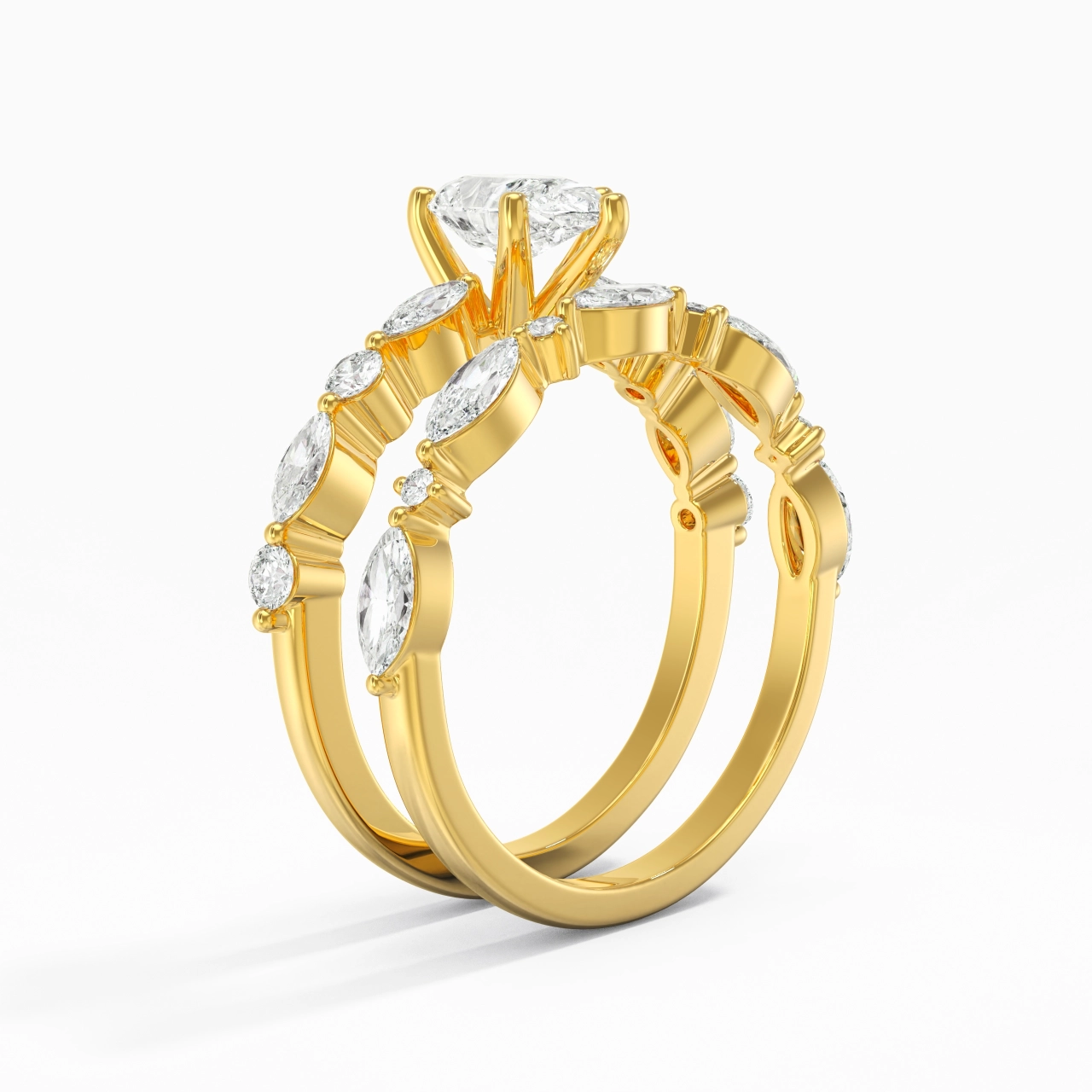 Blanc Moissanite Ensemble d'alliances
