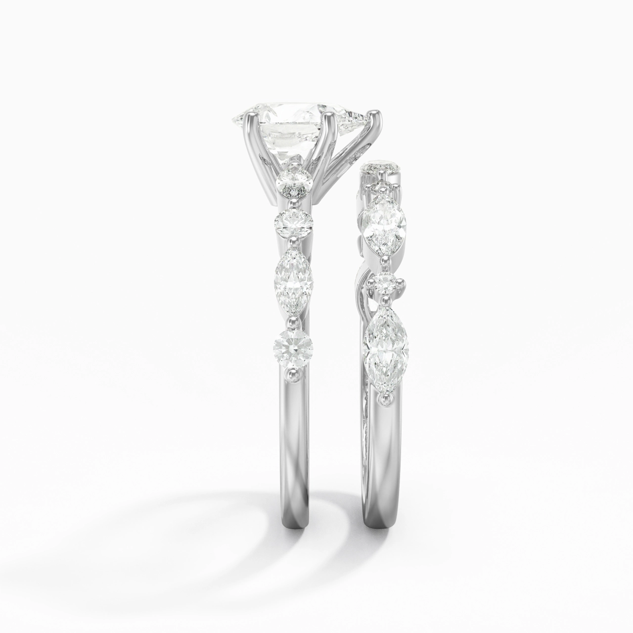 White Moissanite Wedding Ring Set