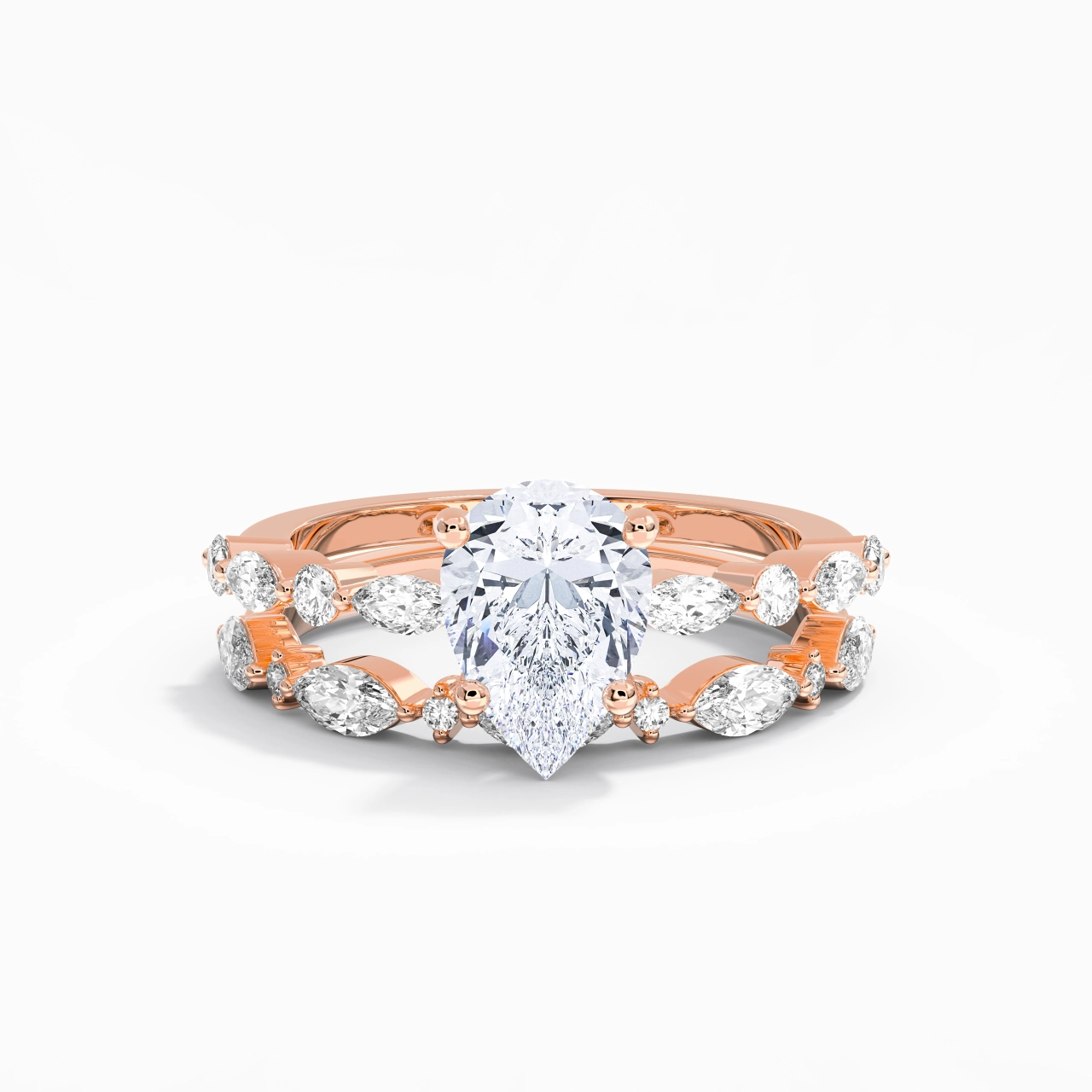 White Moissanite Wedding Ring Set