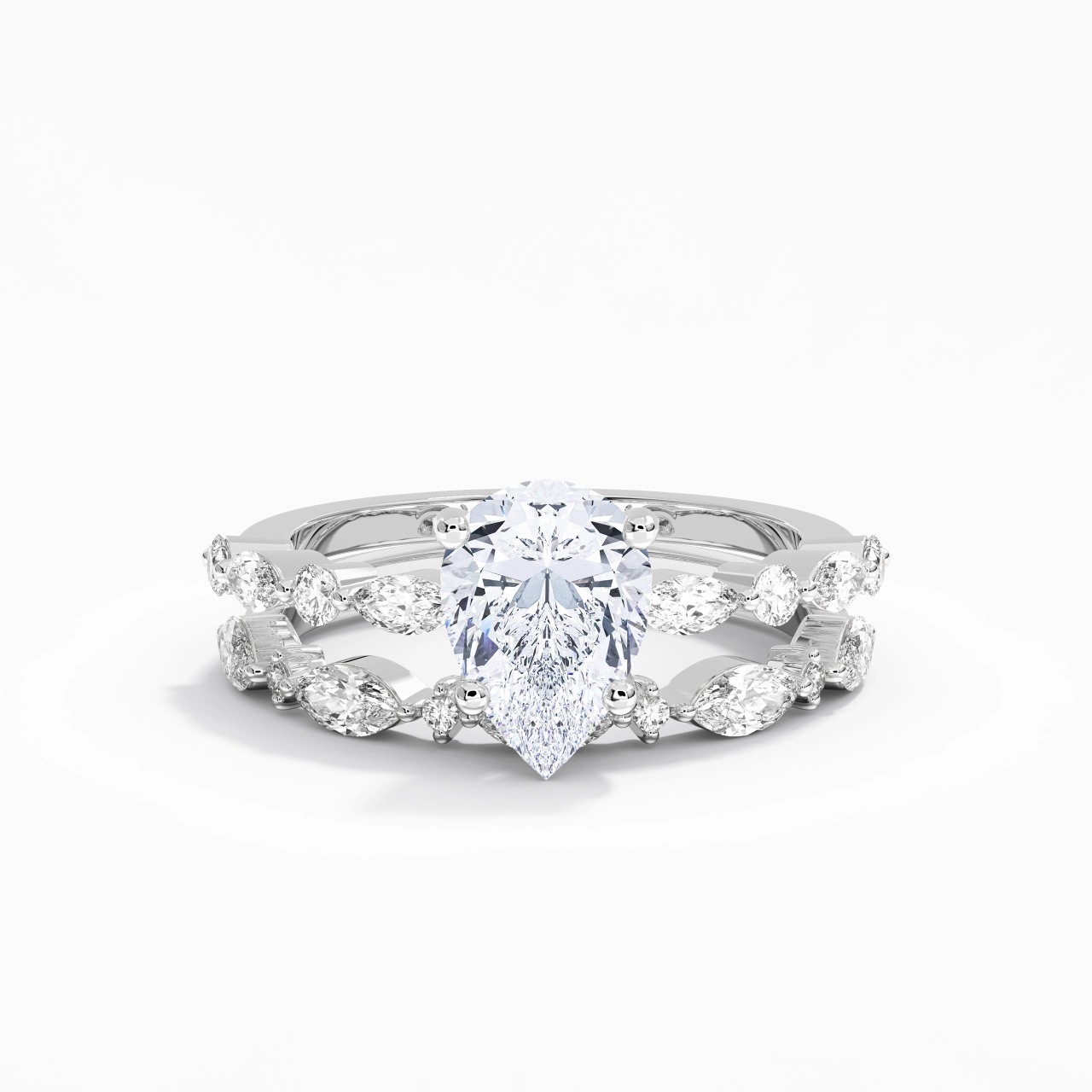 White Moissanite Wedding Ring Set