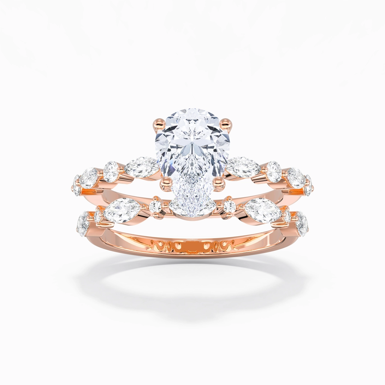 White Moissanite Wedding Ring Set