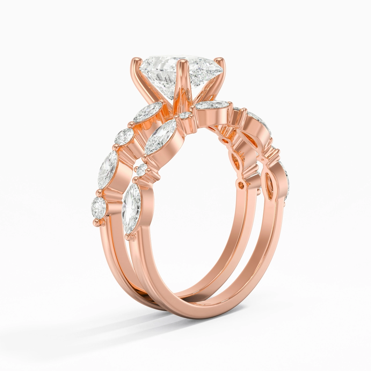 White Moissanite Wedding Ring Set