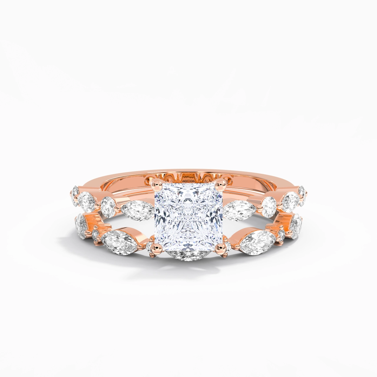 White Moissanite Wedding Ring Set