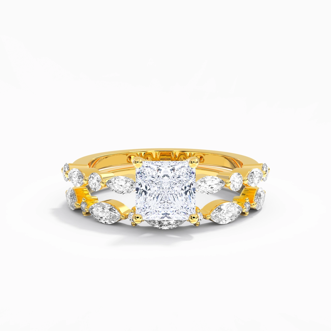 White Moissanite Wedding Ring Set