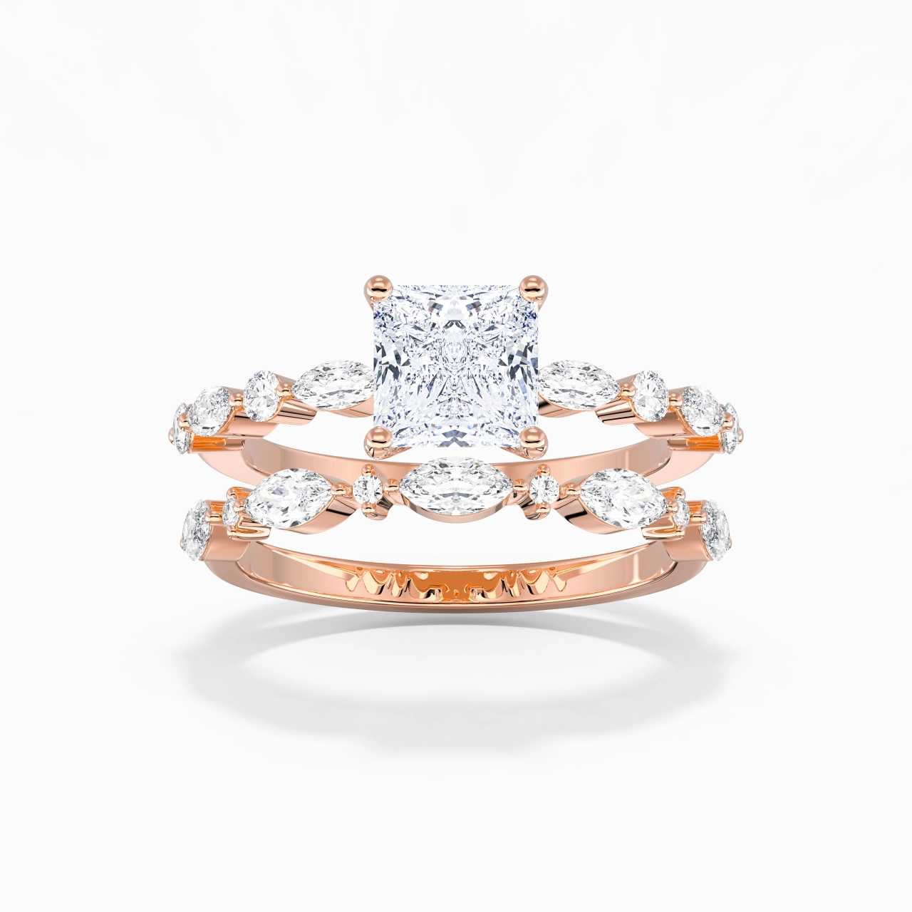 White Moissanite Wedding Ring Set