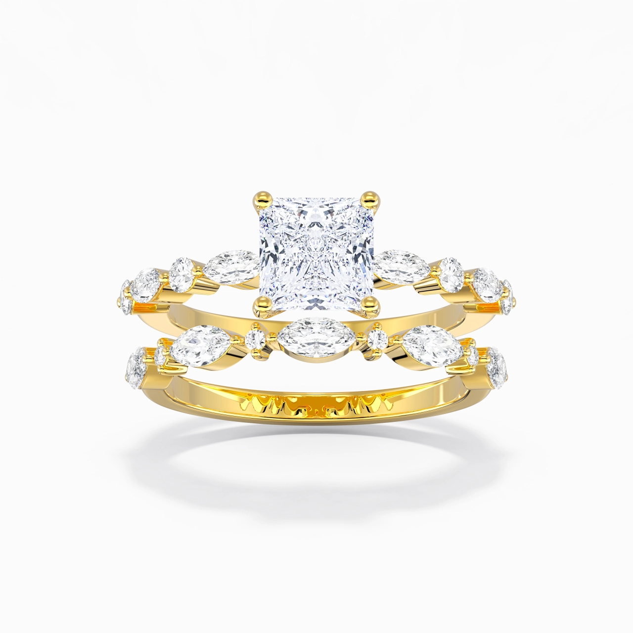 White Moissanite Wedding Ring Set