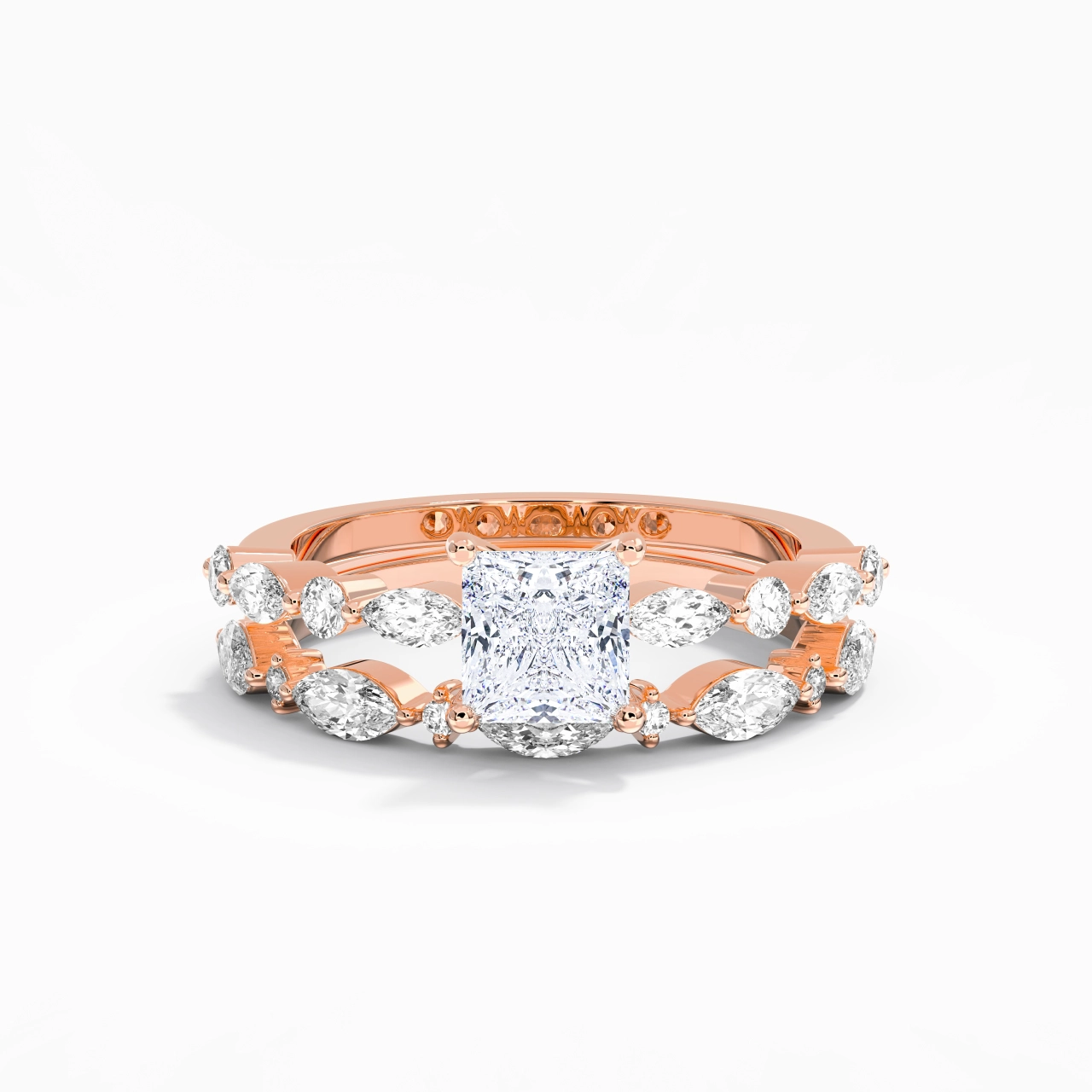 White Moissanite Wedding Ring Set