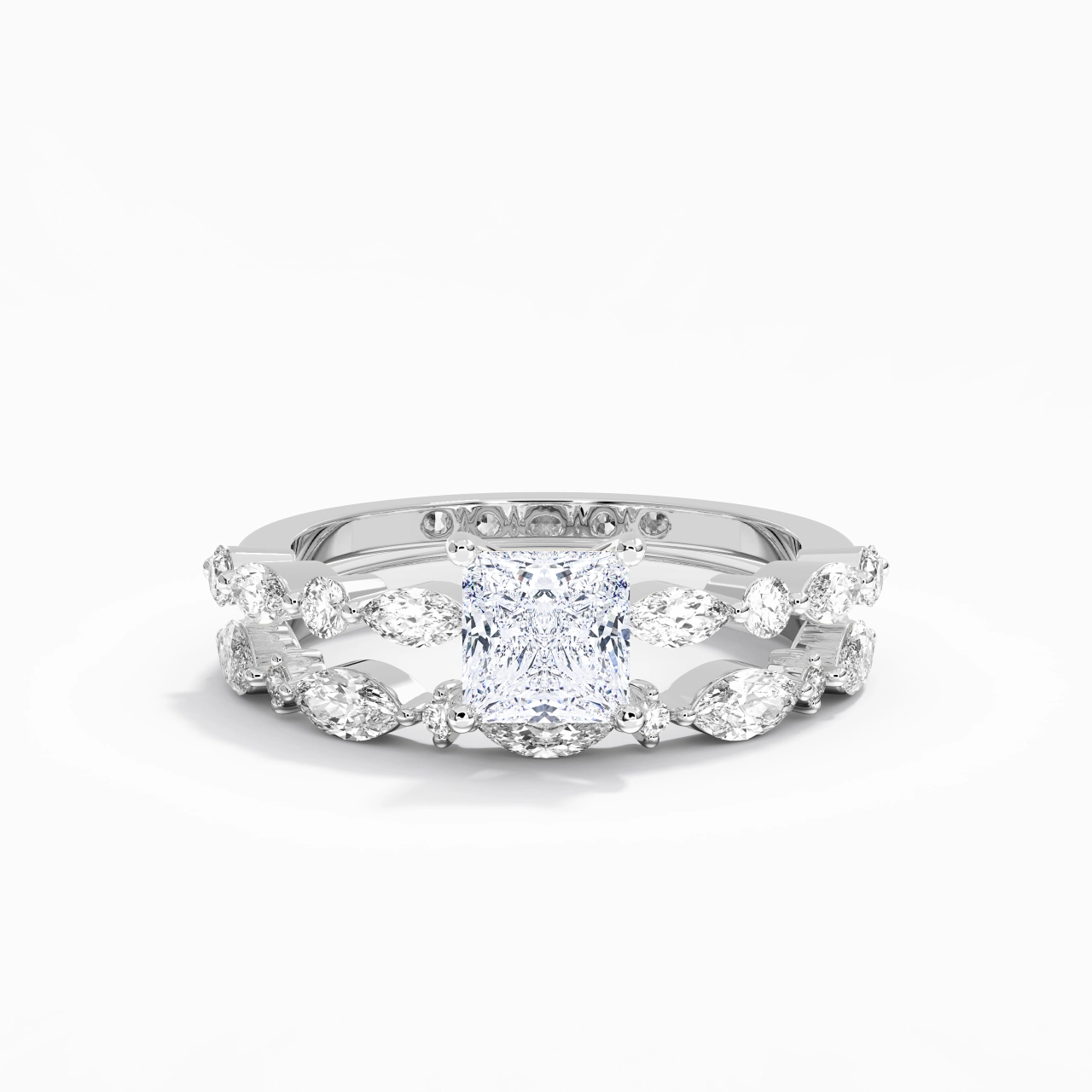 White Moissanite Wedding Ring Set