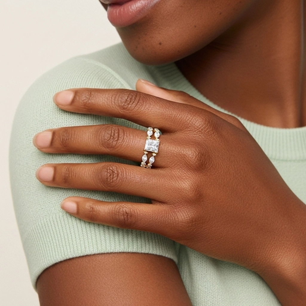 Blanc Moissanite Ensemble d'alliances