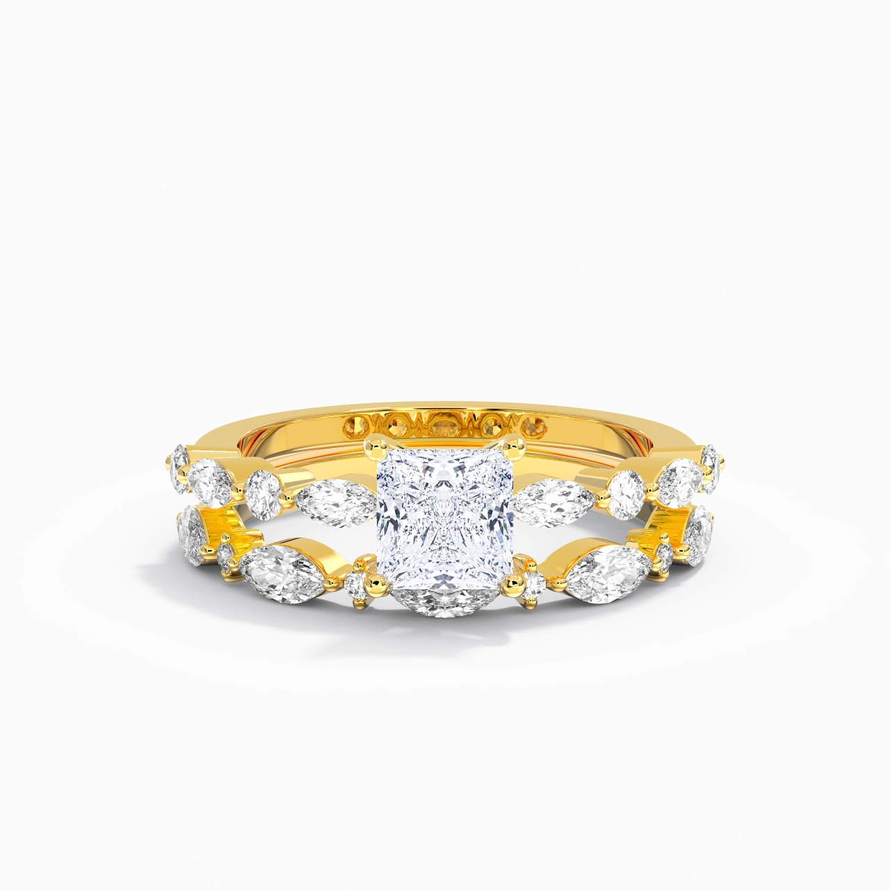 White Moissanite Wedding Ring Set