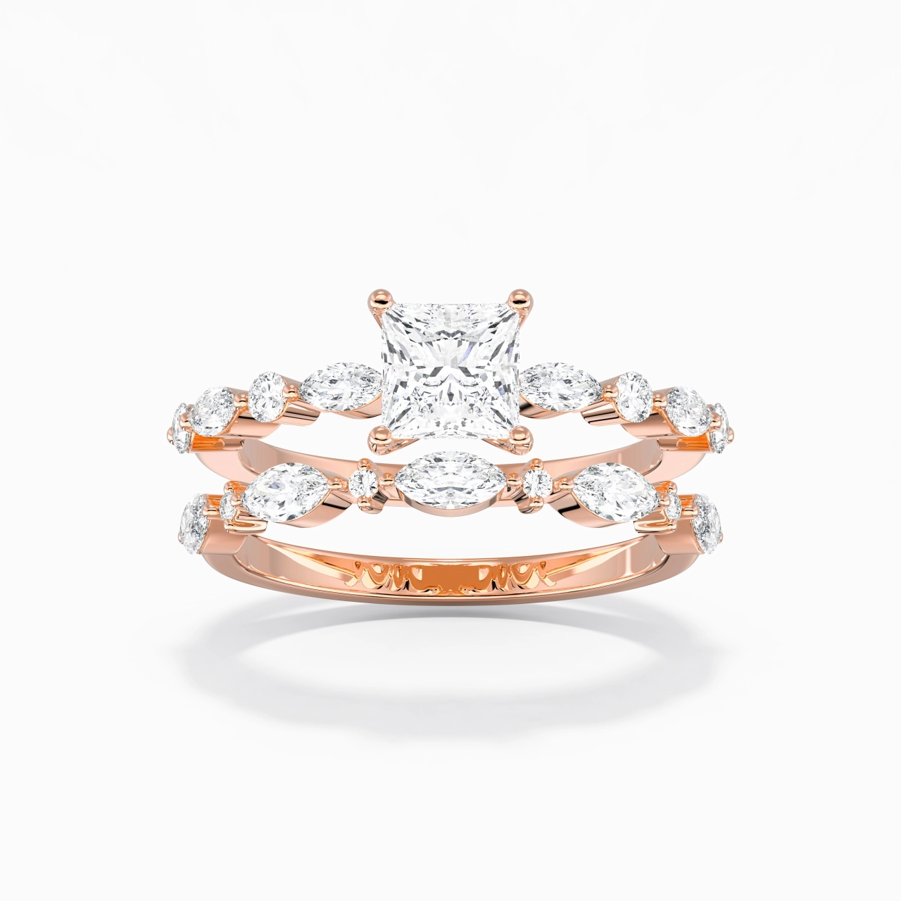 White Moissanite Wedding Ring Set