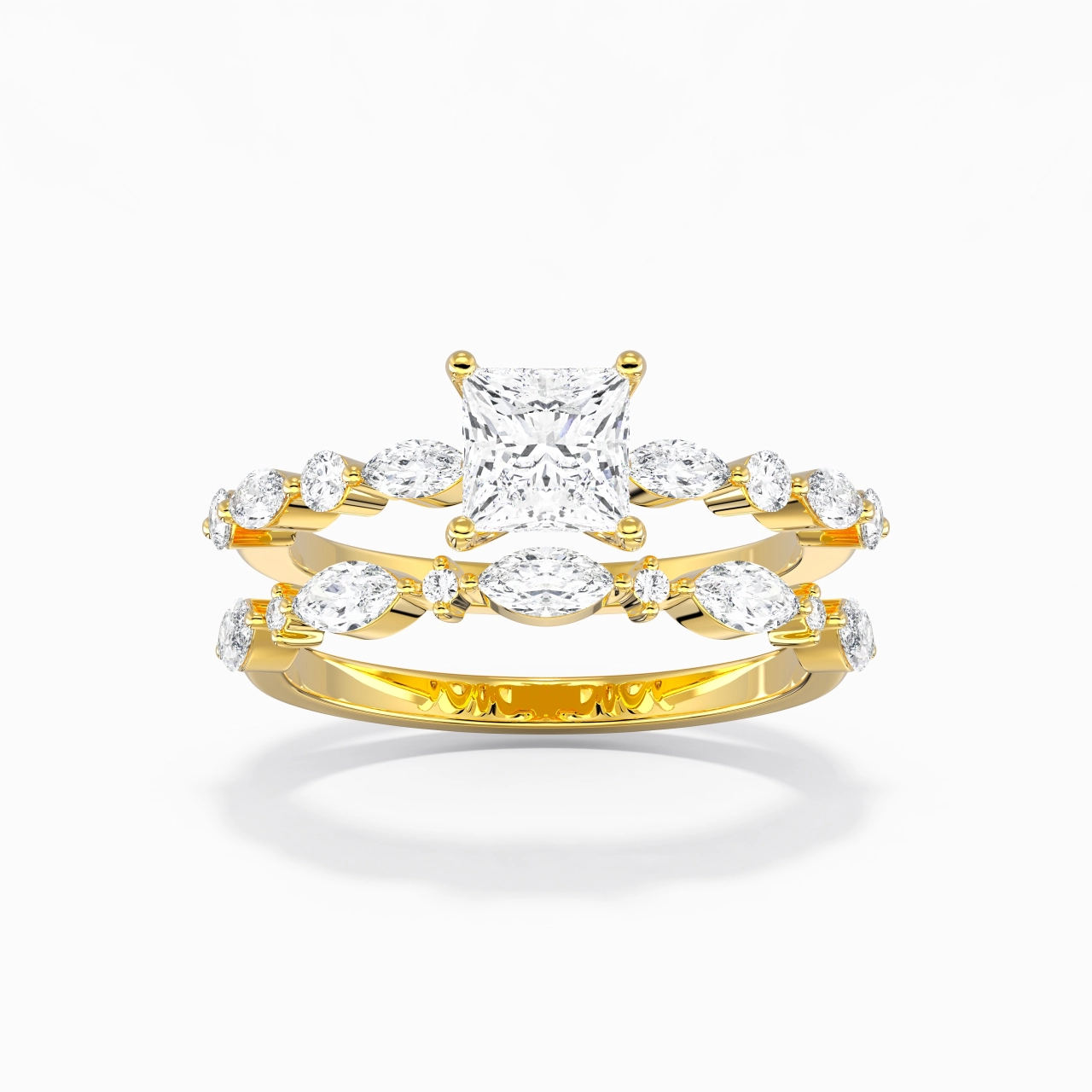 White Moissanite Wedding Ring Set
