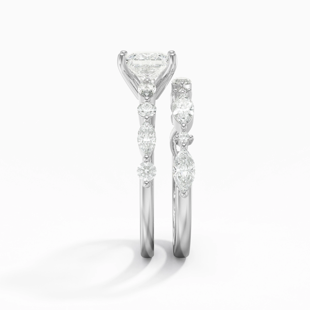 White Moissanite Wedding Ring Set