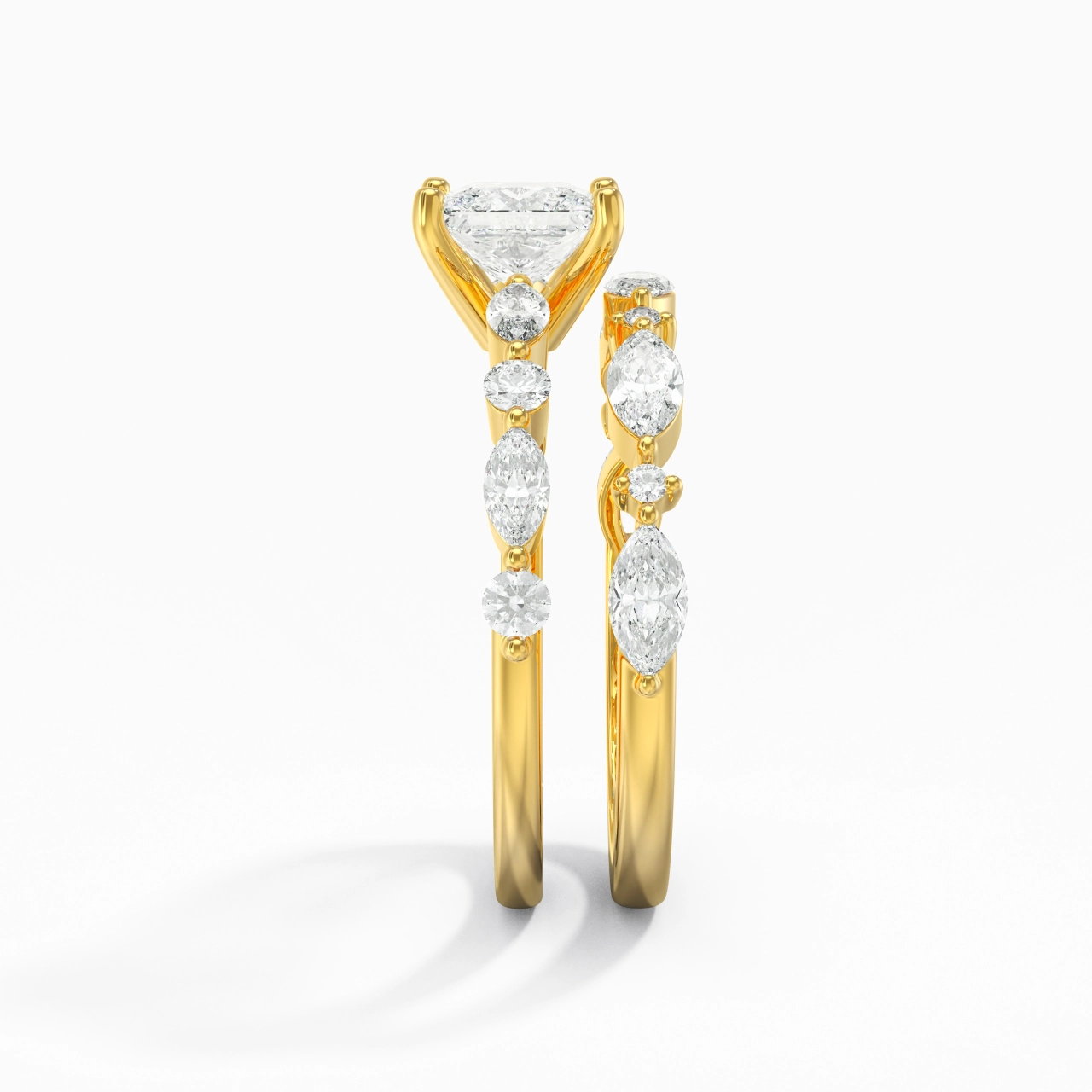 White Moissanite Wedding Ring Set