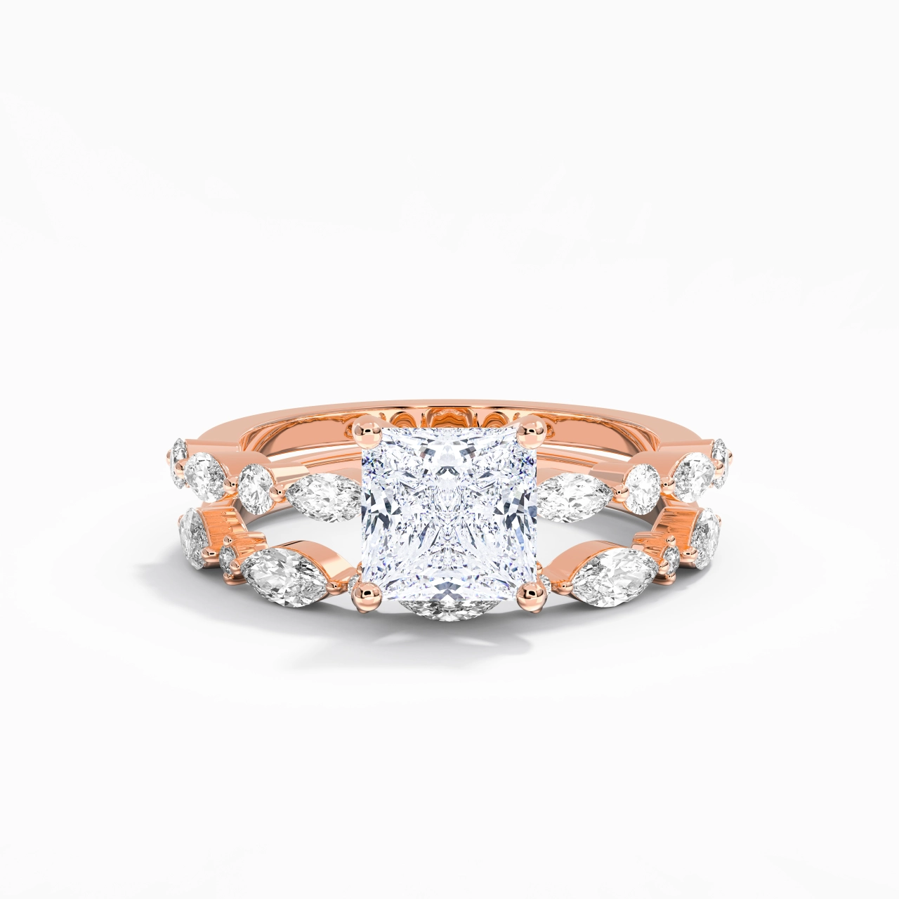 White Moissanite Wedding Ring Set