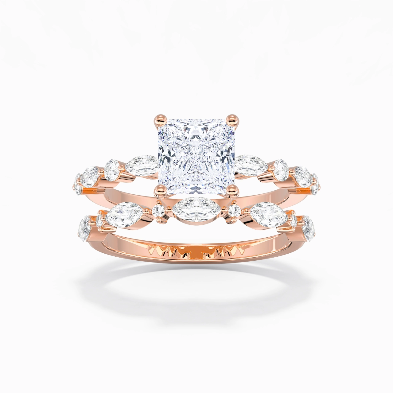 White Moissanite Wedding Ring Set