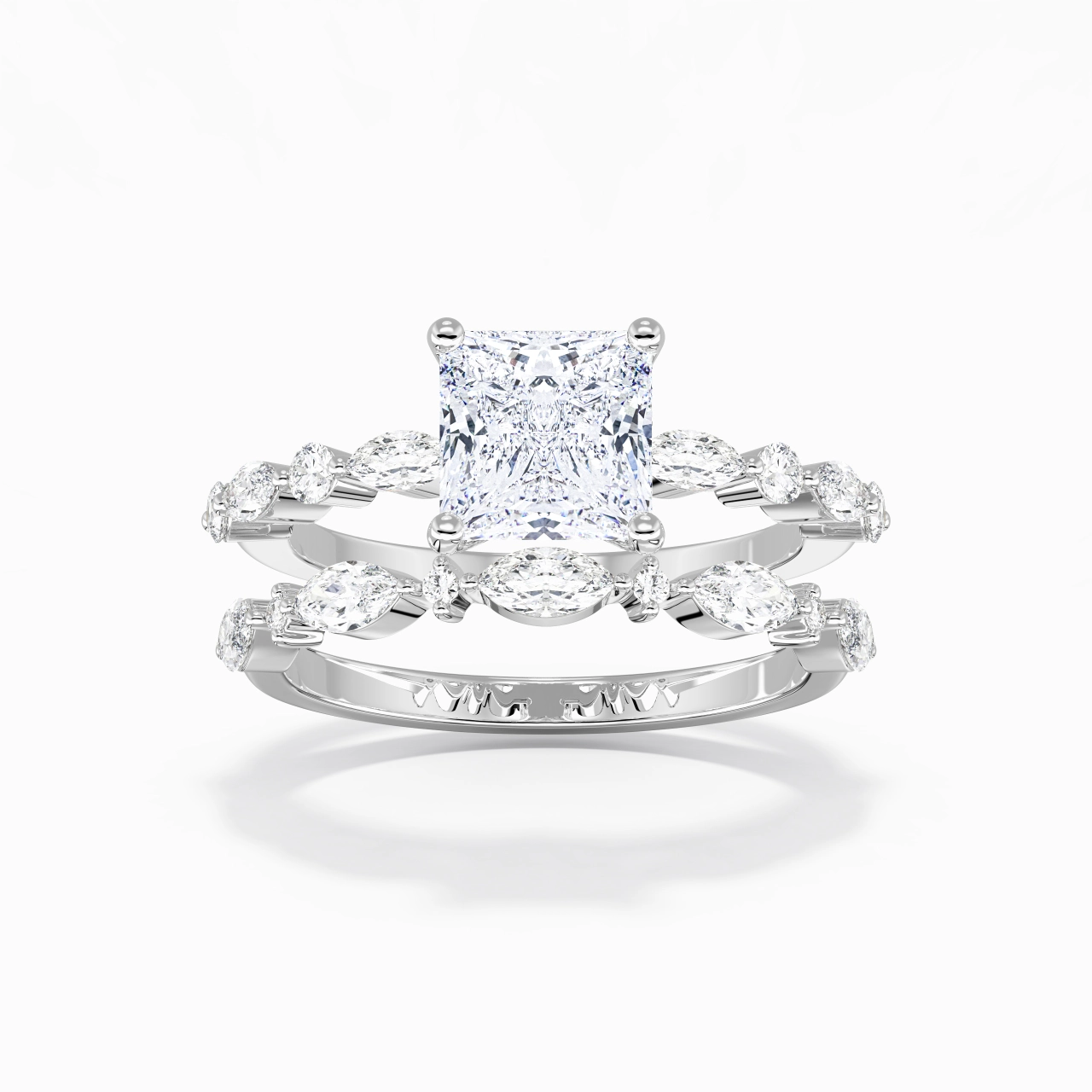 White Moissanite Wedding Ring Set