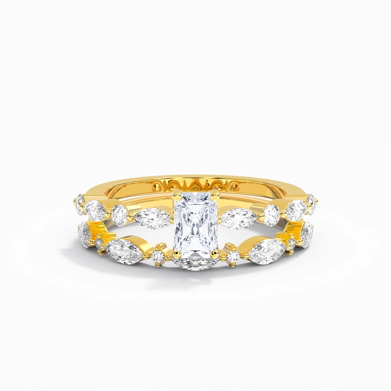 White Moissanite Wedding Ring Set