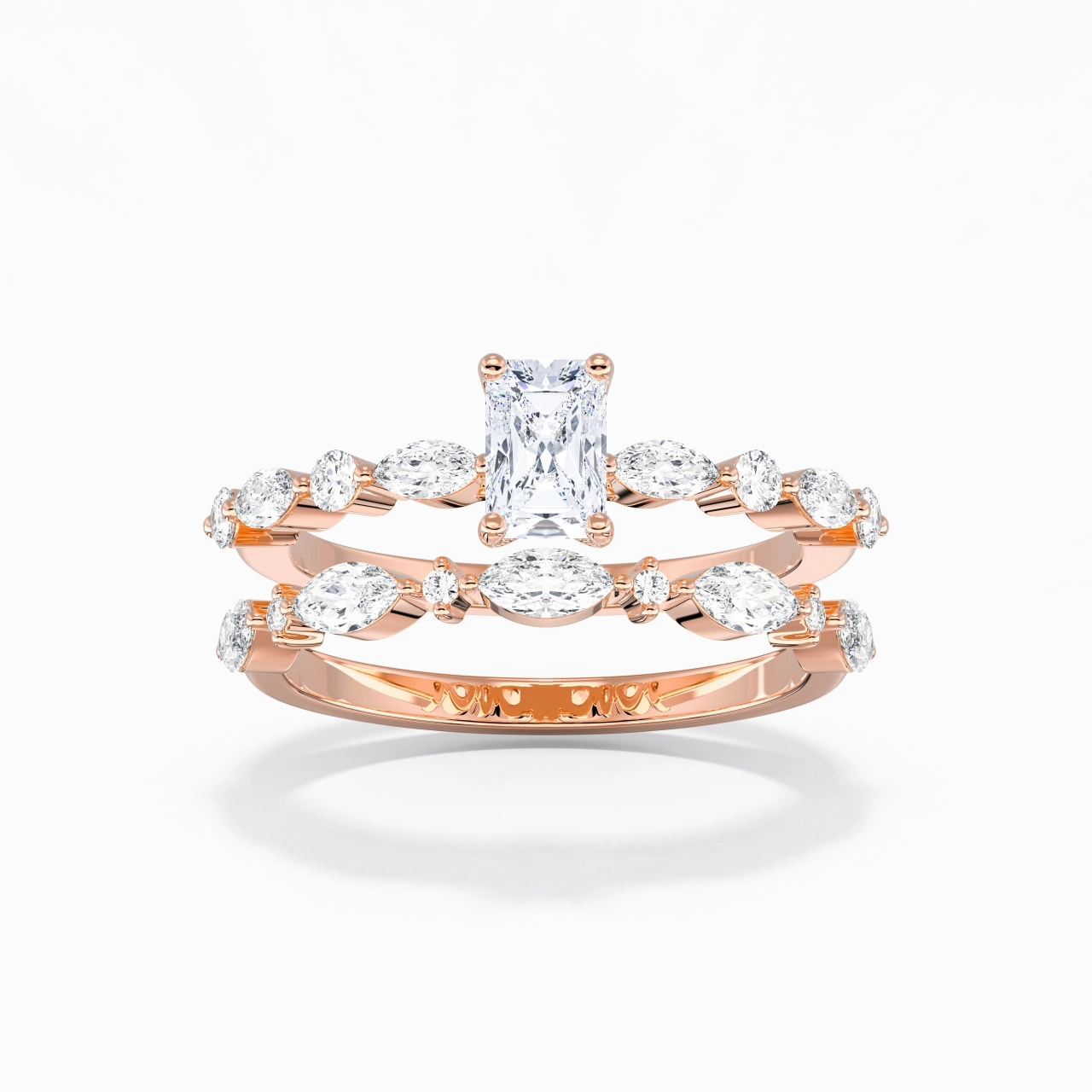 White Moissanite Wedding Ring Set