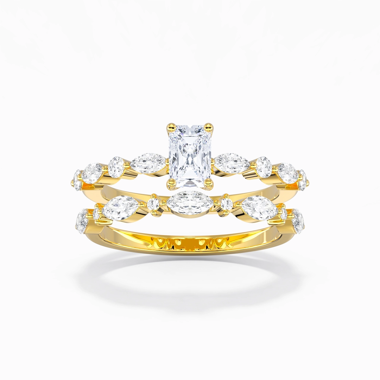 White Moissanite Wedding Ring Set