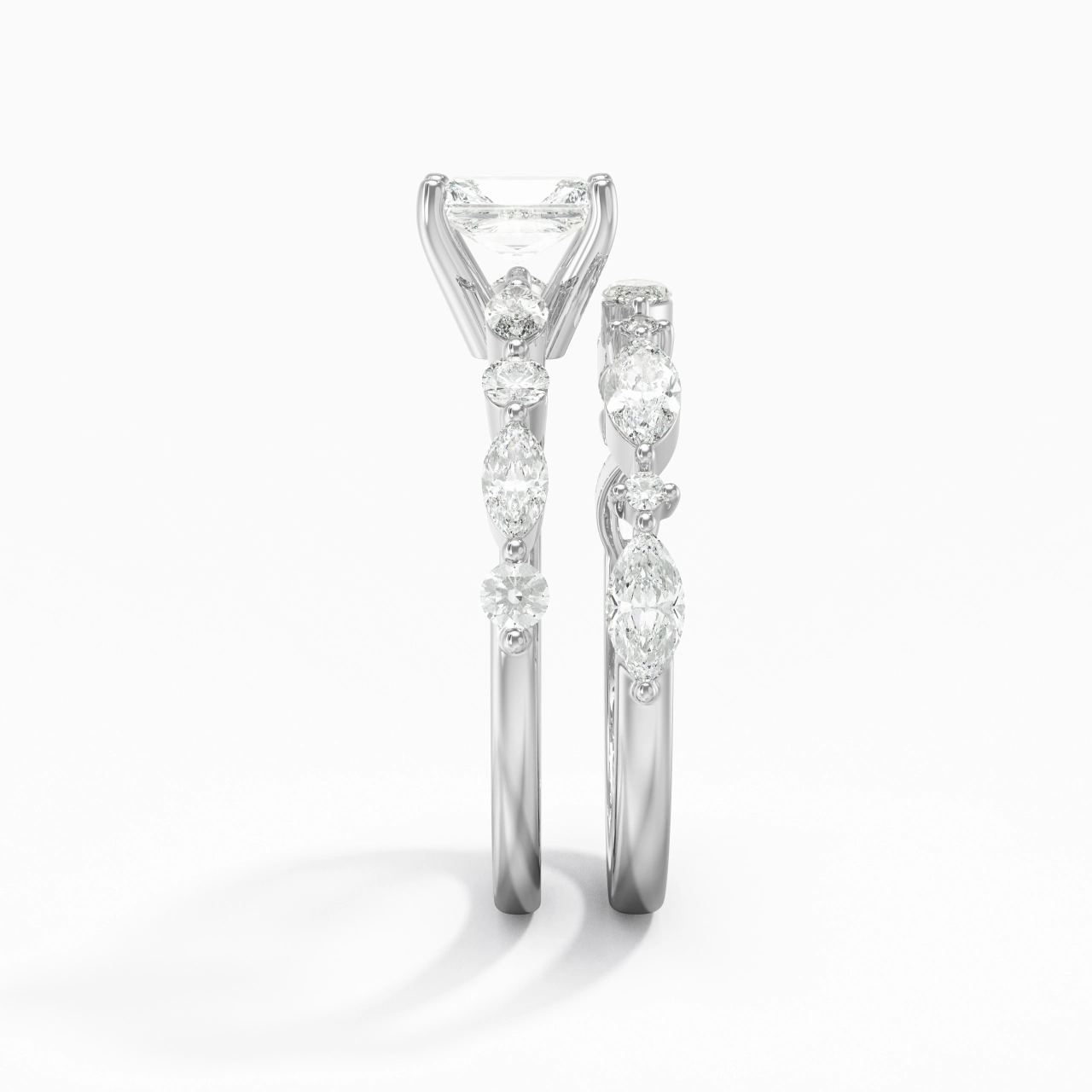 White Moissanite Wedding Ring Set