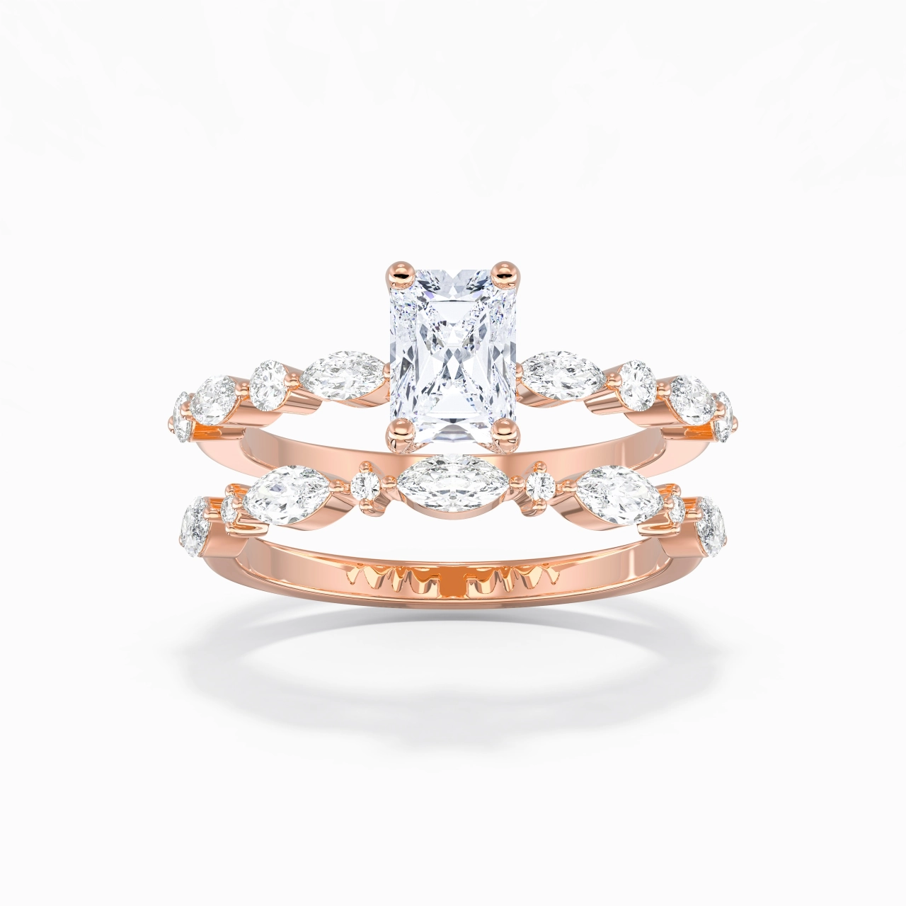 White Moissanite Wedding Ring Set