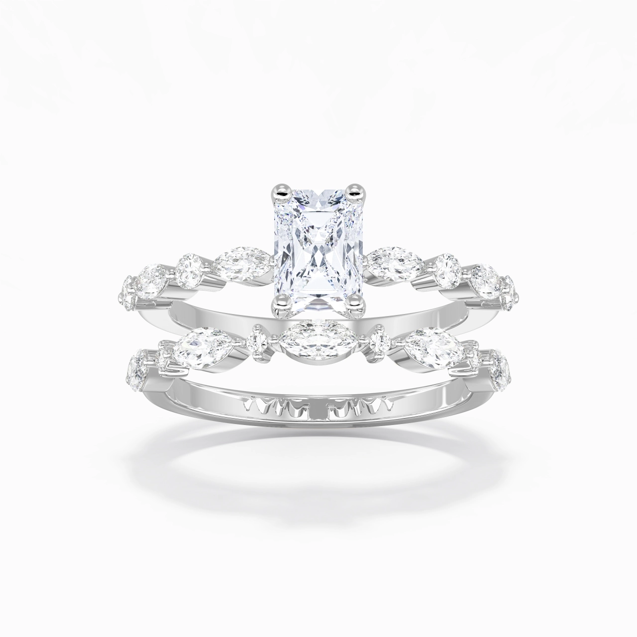 White Moissanite Wedding Ring Set