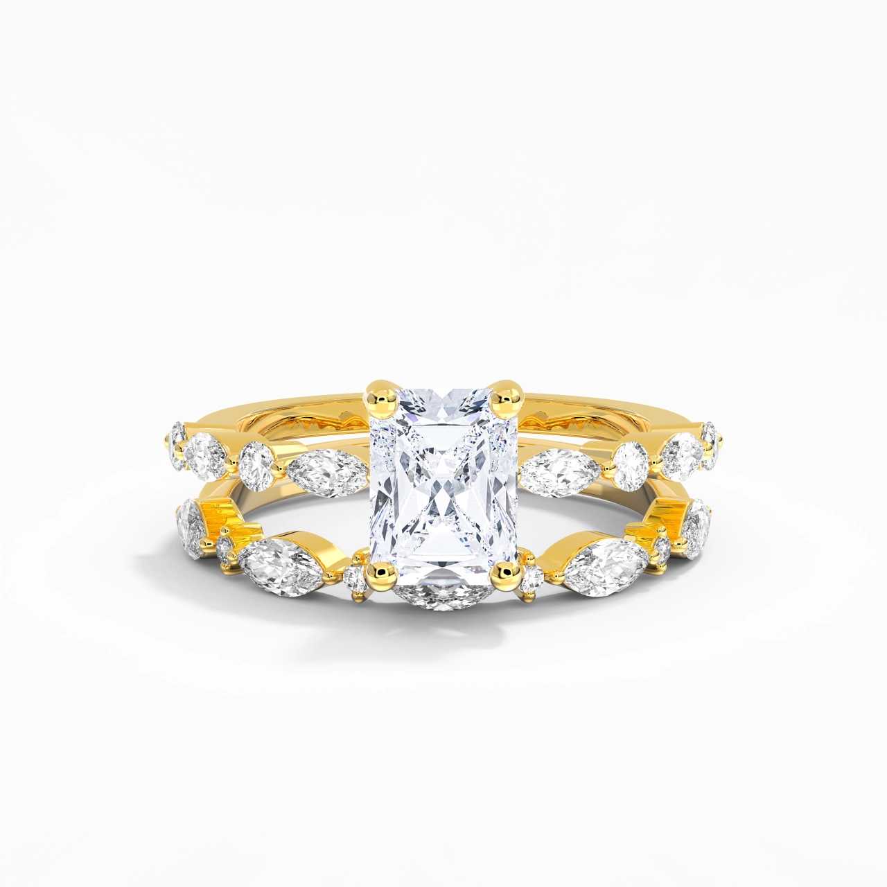 White Moissanite Wedding Ring Set