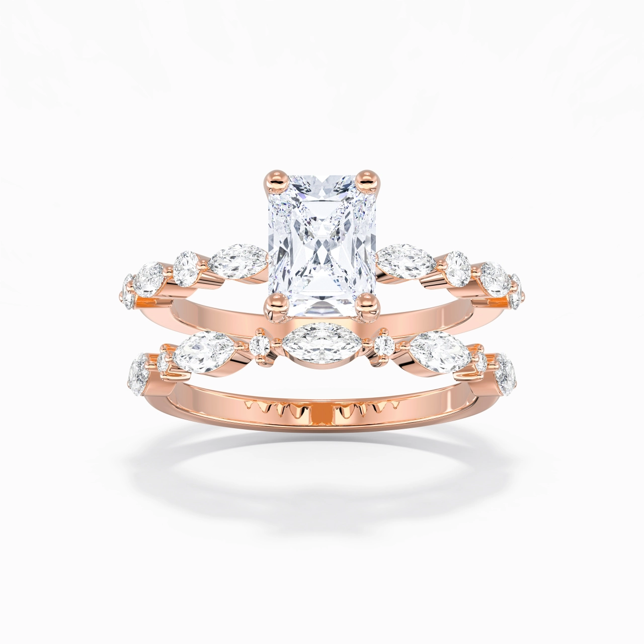 White Moissanite Wedding Ring Set
