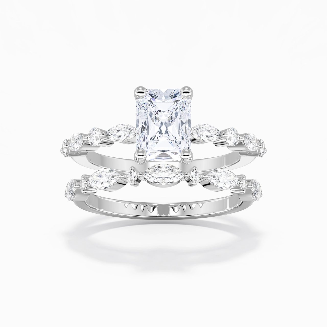White Moissanite Wedding Ring Set