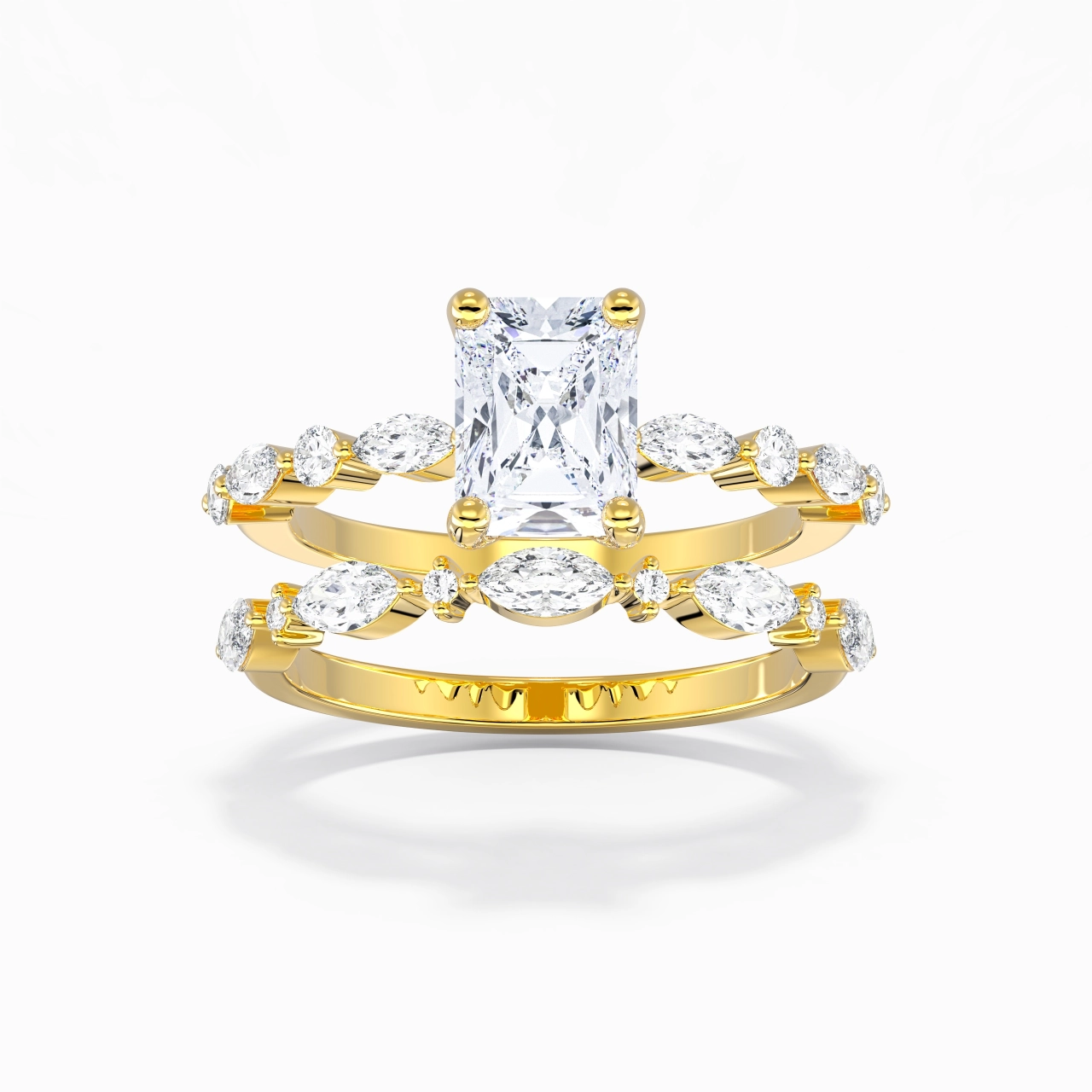 White Moissanite Wedding Ring Set