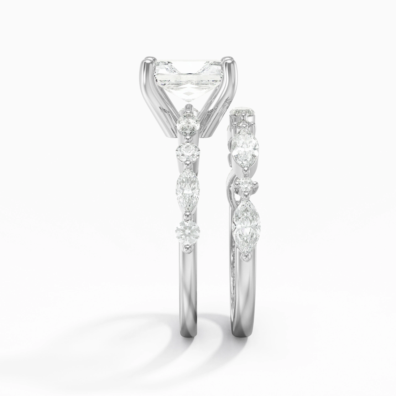 White Moissanite Wedding Ring Set