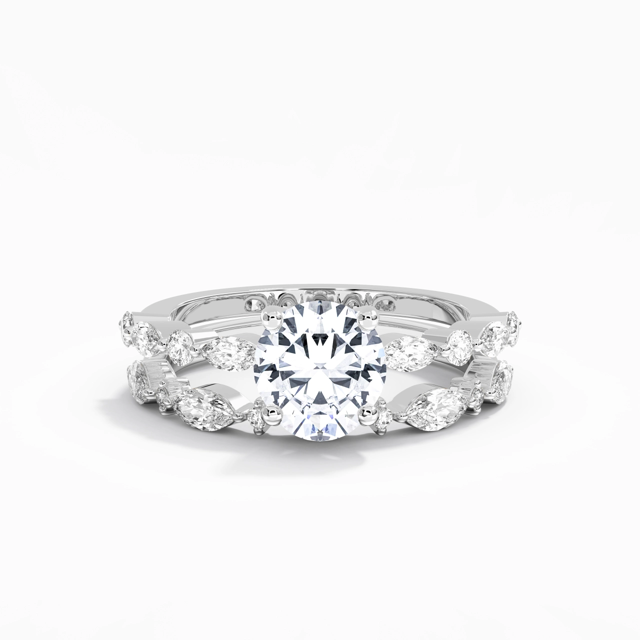 White Moissanite Wedding Ring Set