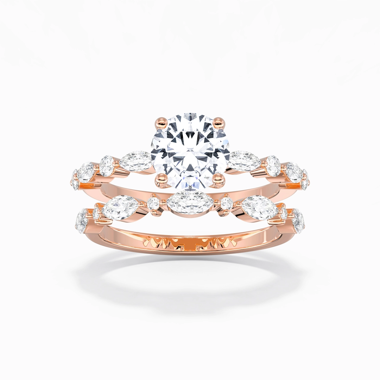 White Moissanite Wedding Ring Set