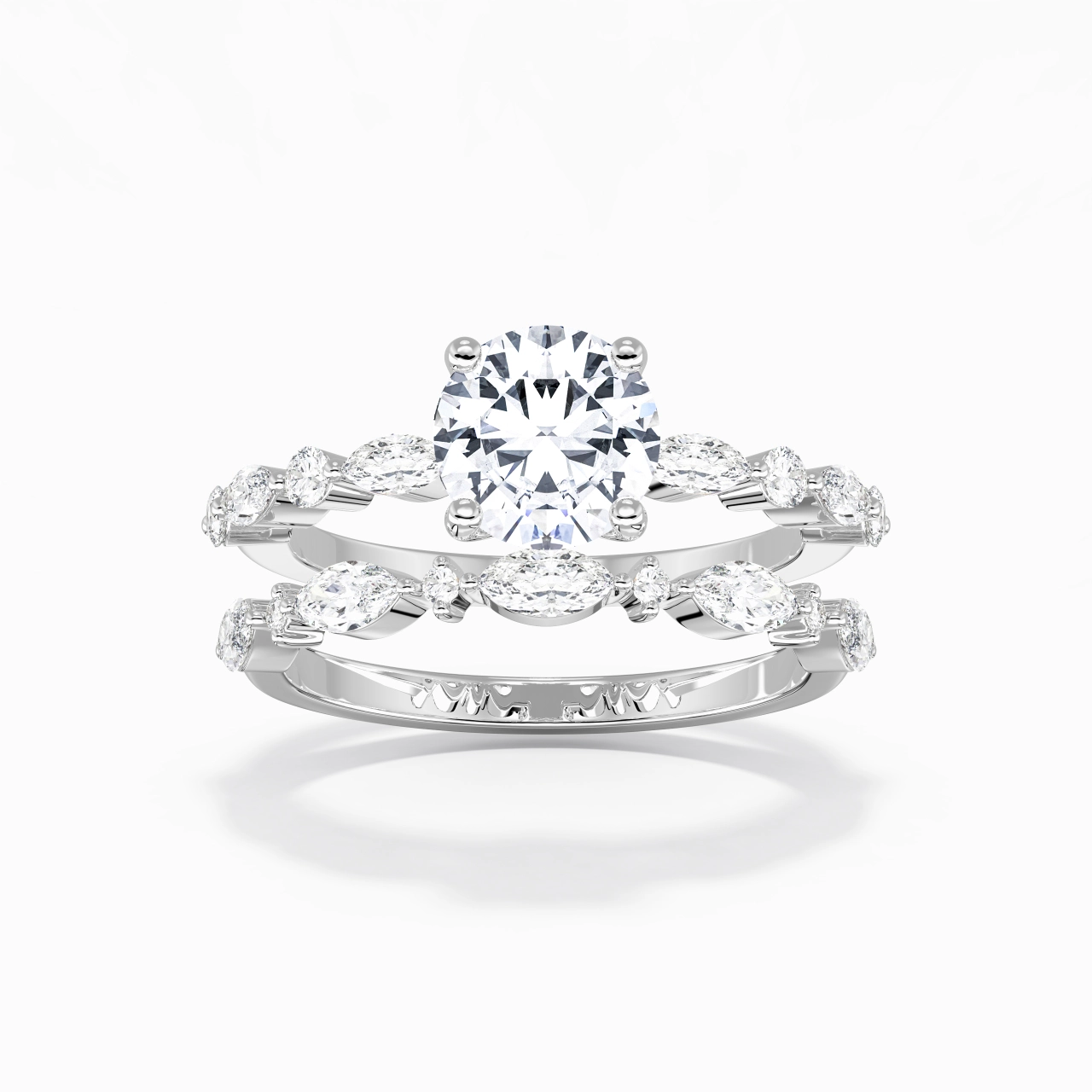 White Moissanite Wedding Ring Set