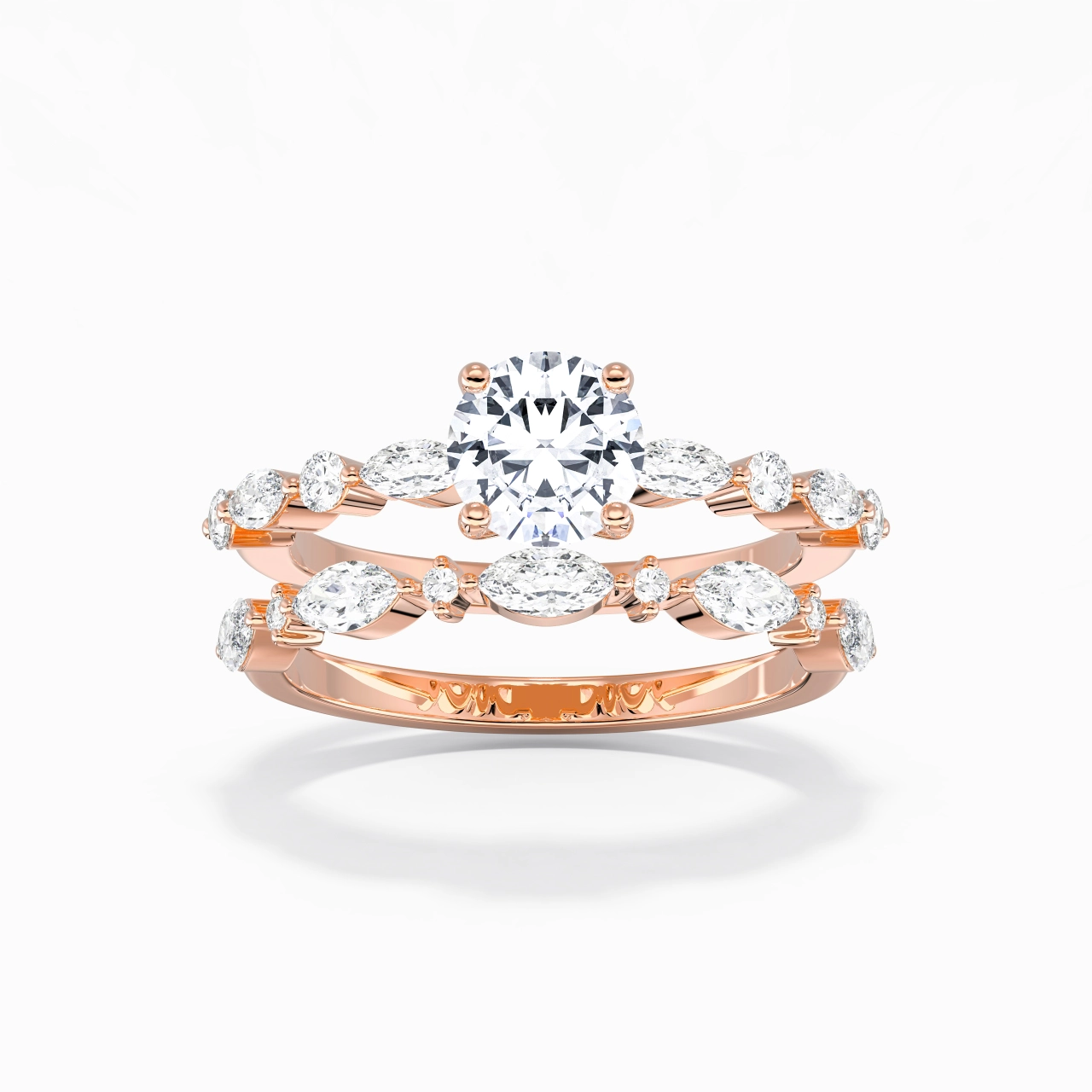White Moissanite Wedding Ring Set