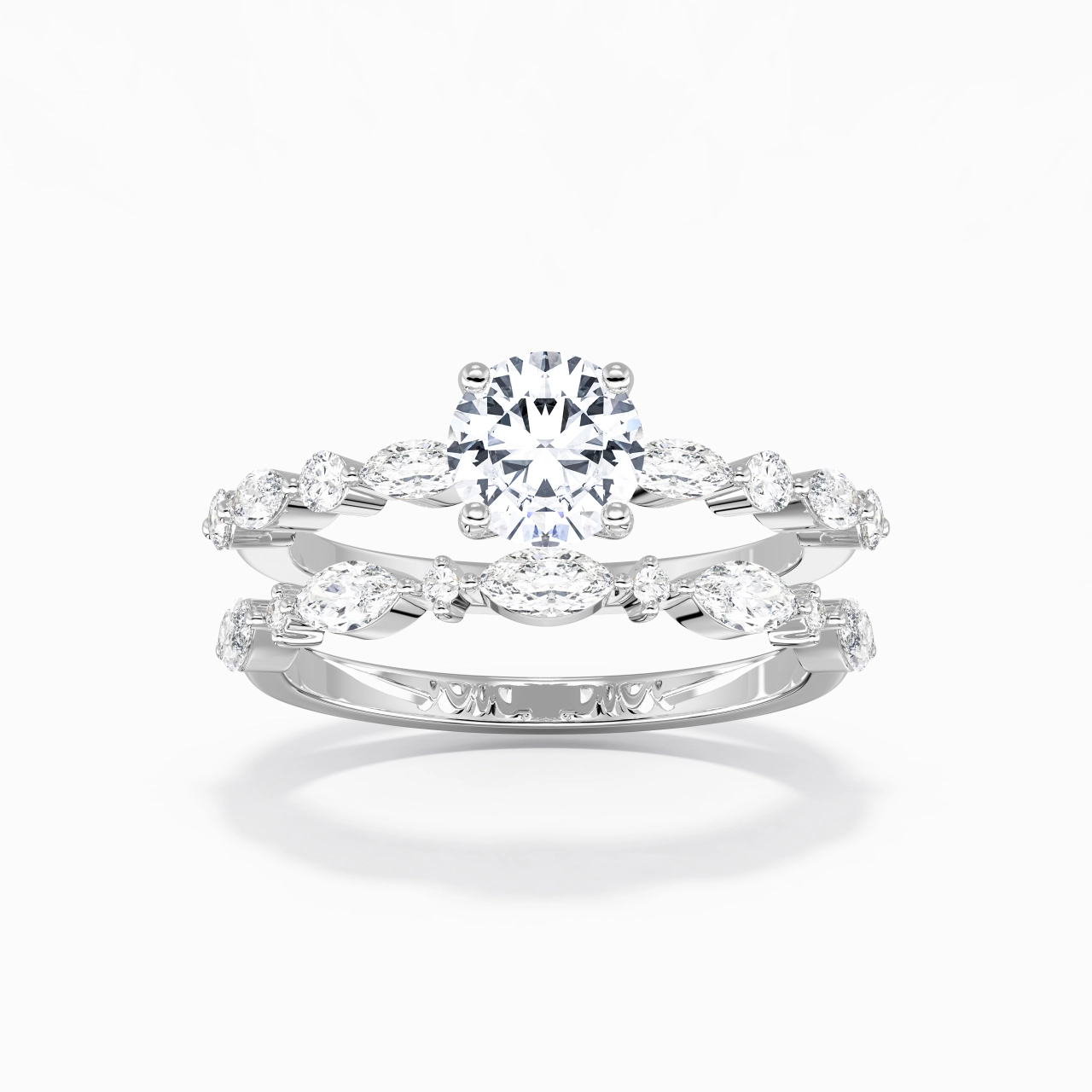 White Moissanite Wedding Ring Set