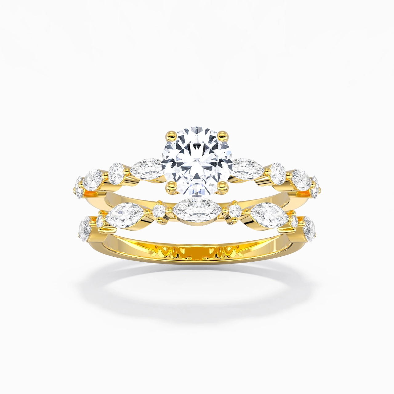 White Moissanite Wedding Ring Set