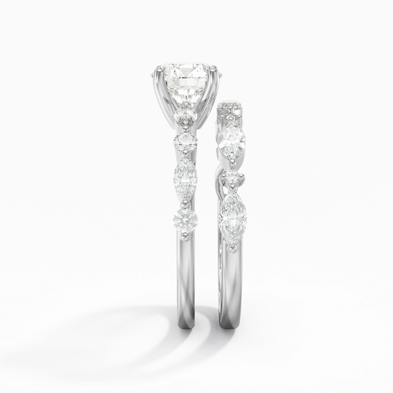 White Moissanite Wedding Ring Set