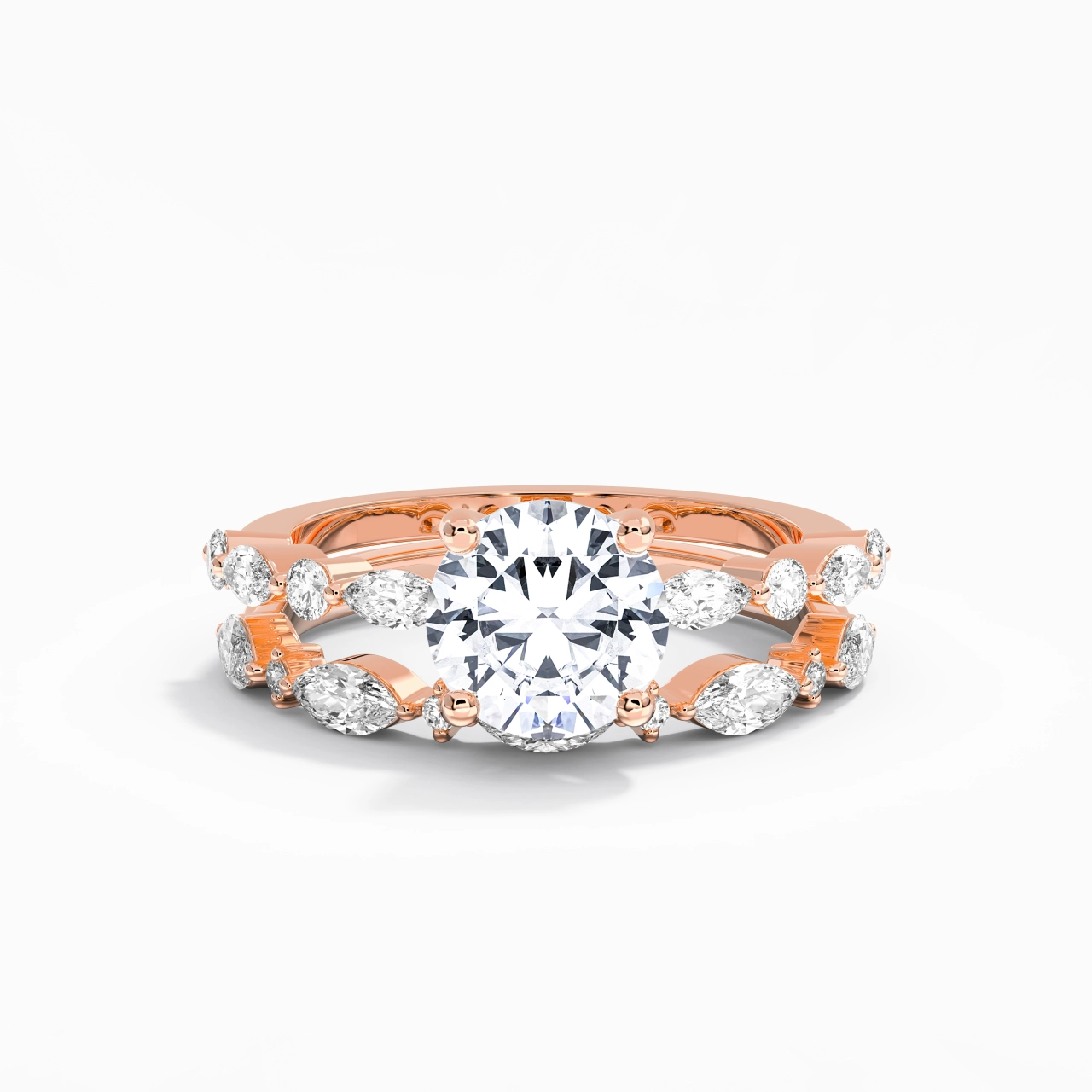 White Moissanite Wedding Ring Set