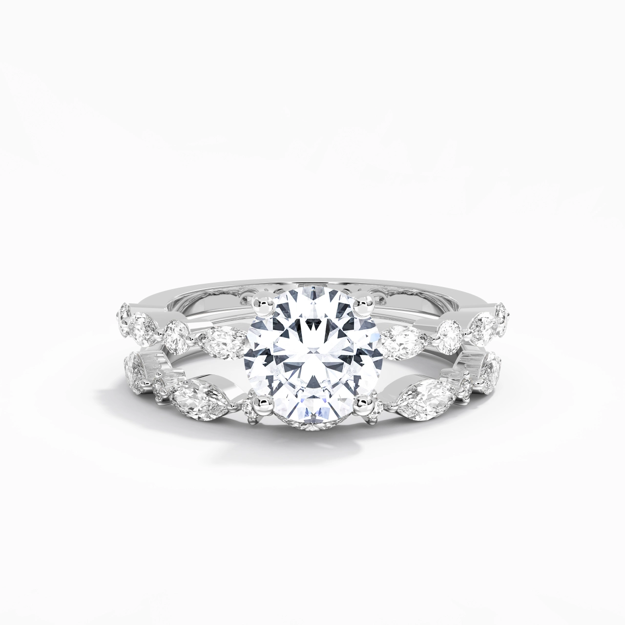 White Moissanite Wedding Ring Set