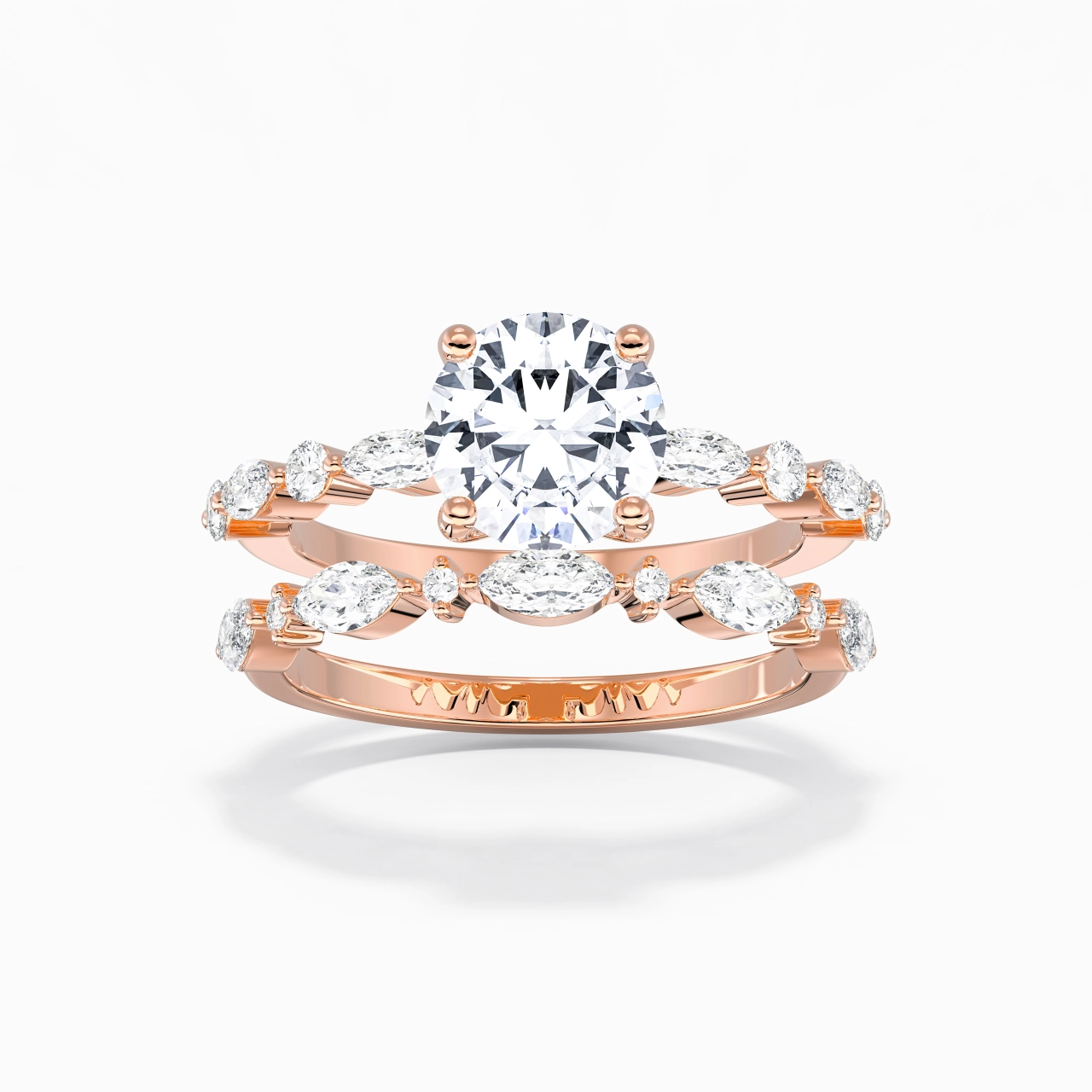 White Moissanite Wedding Ring Set