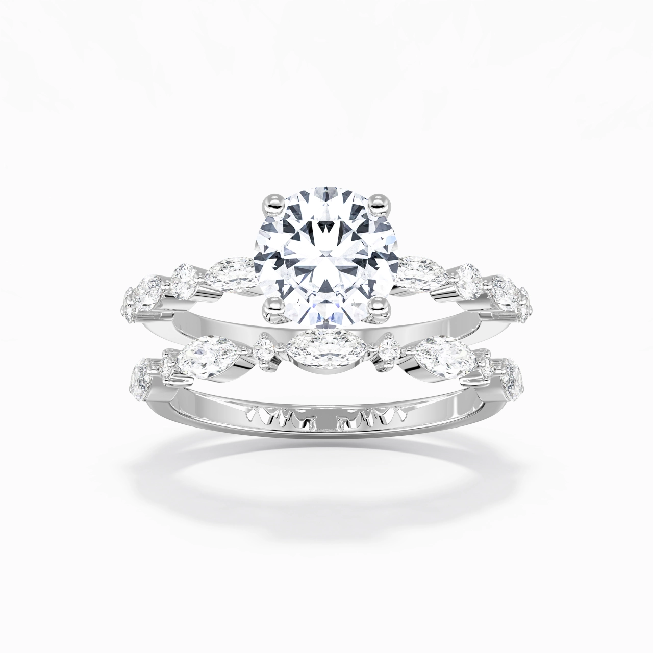 White Moissanite Wedding Ring Set