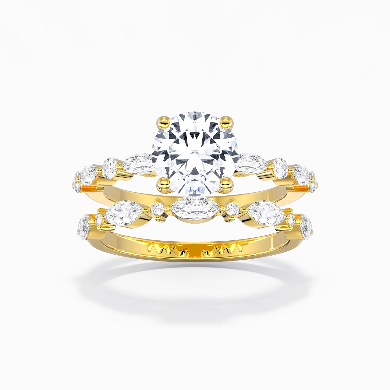 White Moissanite Wedding Ring Set