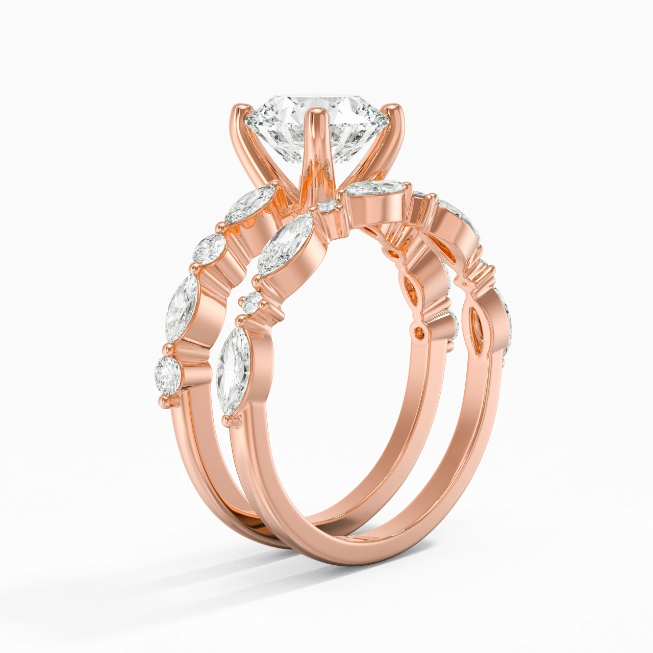 White Moissanite Wedding Ring Set