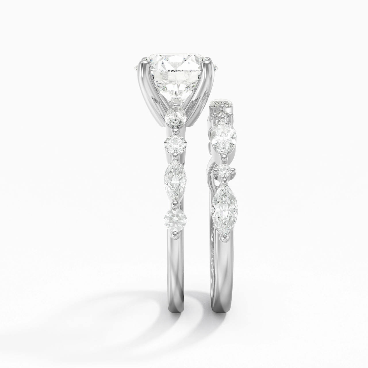 White Moissanite Wedding Ring Set
